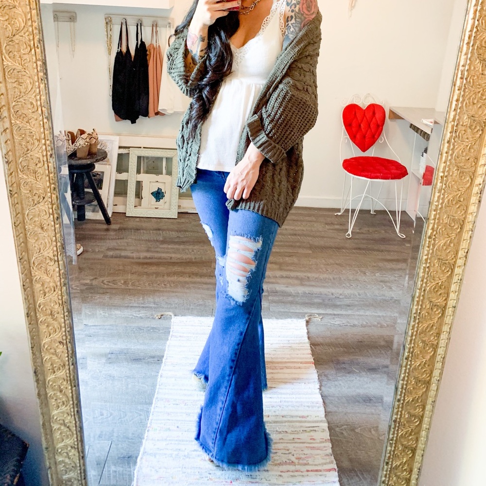 Distressed Bell Bottom Jeans - Picture 2 of 4